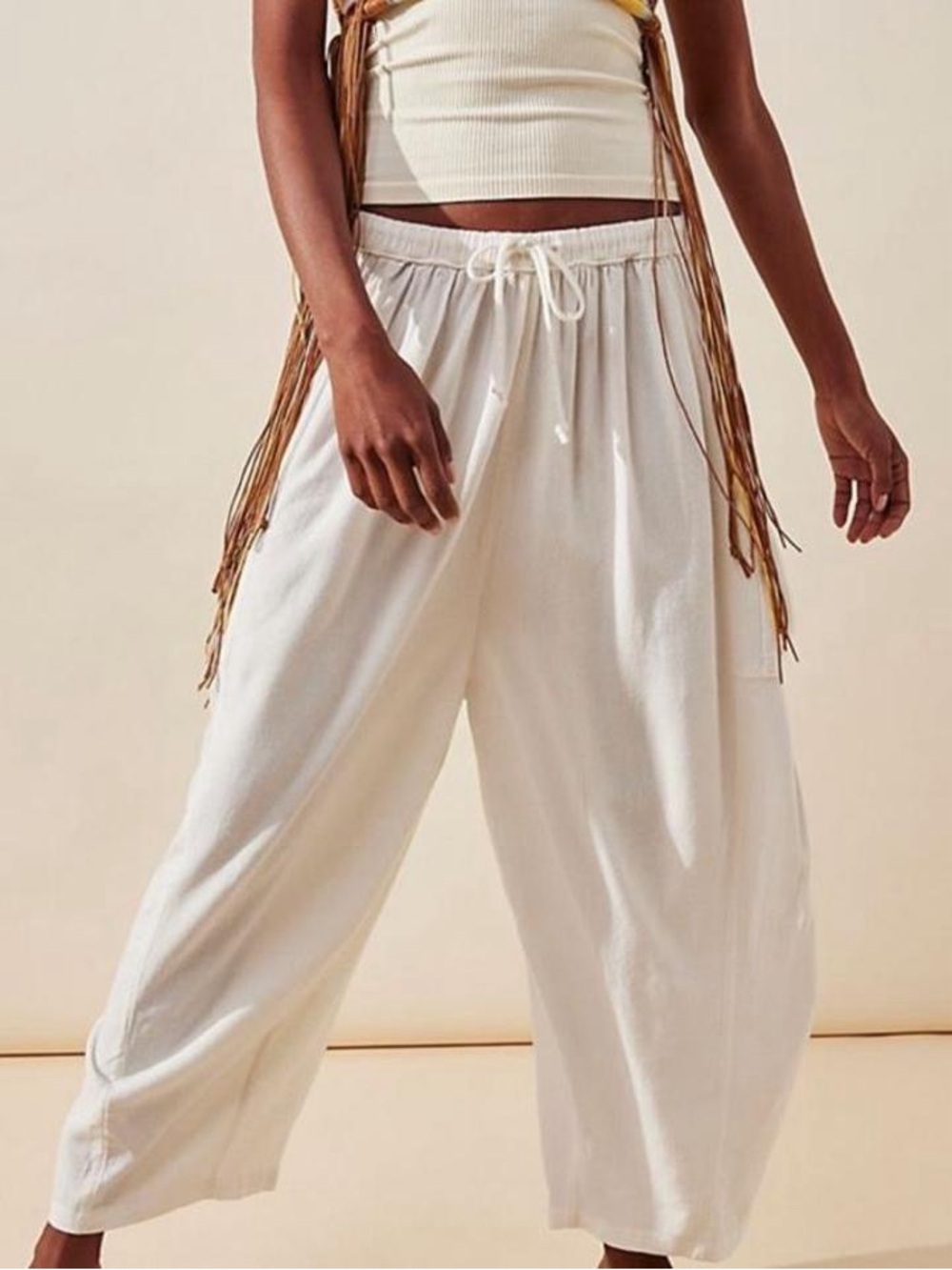 Free People Quinn Pants White Ivory Billowy Harem Medium